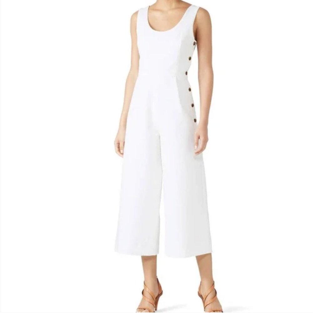 Habitual Jumpsuit Scoop Neck Sleeveless White Crepe Size 6
